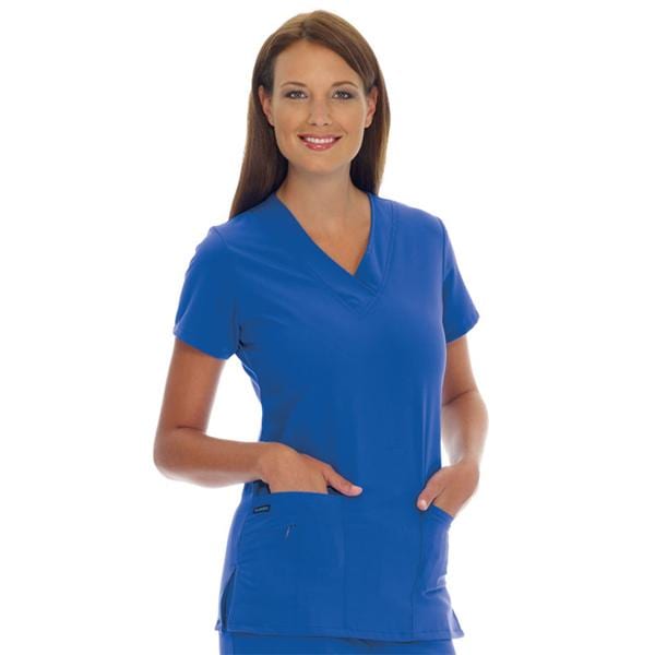 Jockey Scrub Shirt V-Neck 3 Pockets Short Sleeves X-Large Galaxy Blue Womens Ea