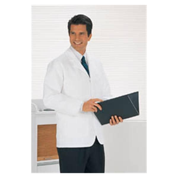 Lab Coat 3 Pockets Long Sleeves 34 in White Mens Ea