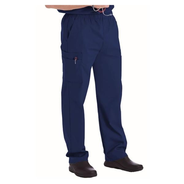 Scrub Pant 65% Polyester / 35% Cotton 5 Pockets Large Navy Mens Ea