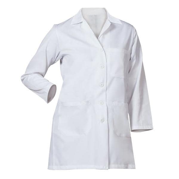 Lab Coat 3 Pockets Long Sleeves 34.5 in Large White Womens Ea