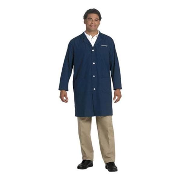 Lab Coat 3 Pockets Long Sleeves 41 in Large Navy Unisex Ea