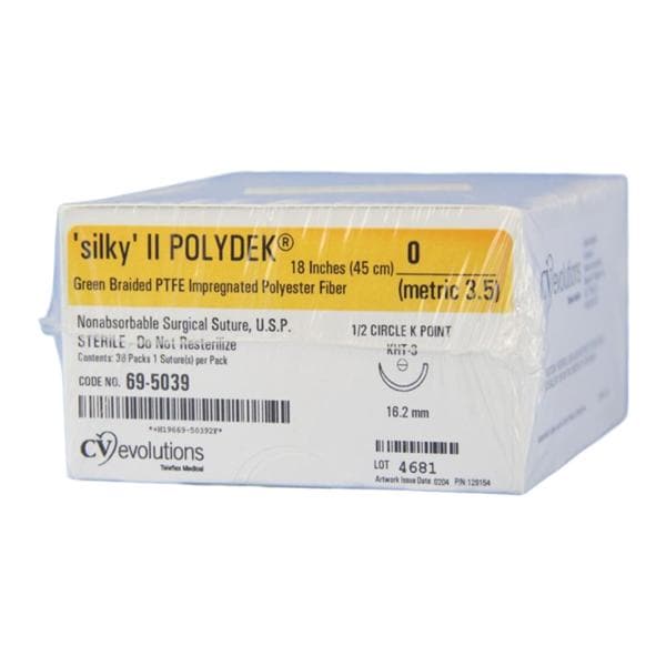 Polydek Suture 0 18" Polyester Braid KHT-3 Green 36/Bx