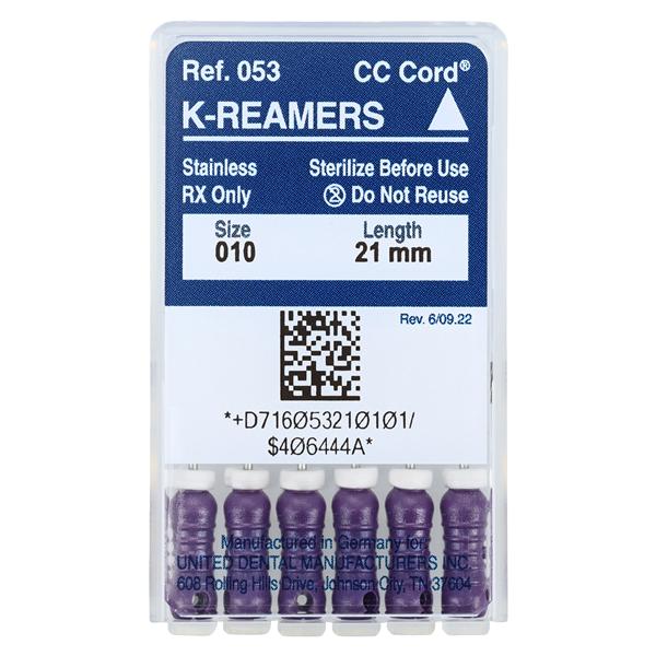 Hand K-Reamer 21 mm Size 10 Stainless Steel Purple 6/Bx