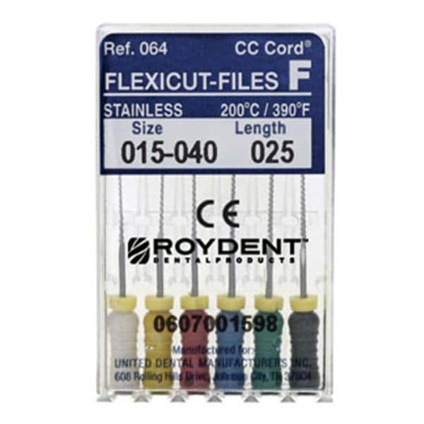 Flexicut Flex File 25 mm Size 15 Stainless Steel Yellow 6/Bx