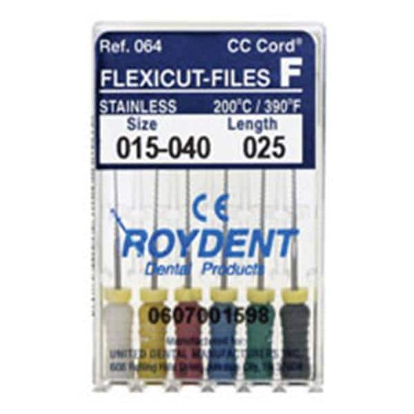Flexicut Flex File 25 mm Size 35 Stainless Steel Yellow 6/Bx