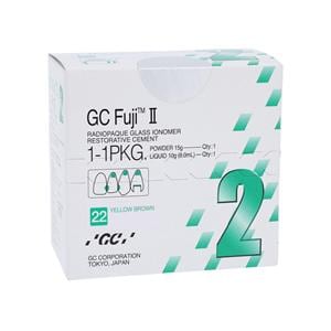 GC Fuji II Glass Ionomer Powder / Liquid 22 Yellow Brown 1:1 Package Ea