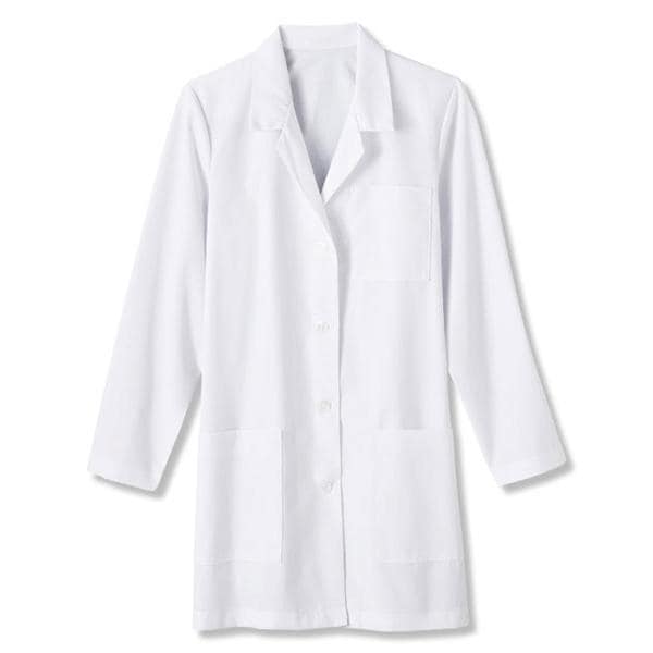 META Lab Coat 3 Pockets Long Sleeves 33 in Small White Womens Ea