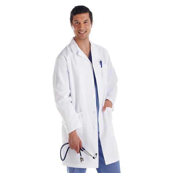 META Lab Coat 3 Pockets Long Sleeves 38 in X-Large White Mens Ea