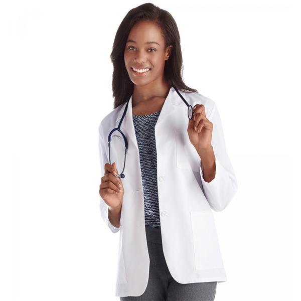 META Lab Coat 3 Pockets Long Sleeves 28 in Medium White Womens Ea