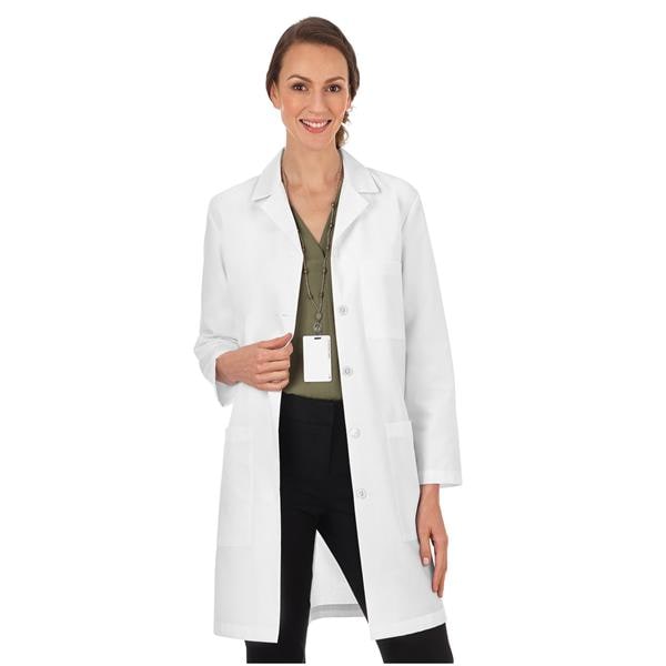 META Lab Coat 3 Pockets Long Sleeves 37 in X-Small White Womens Ea