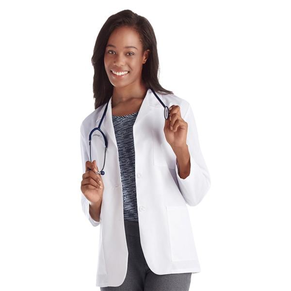 META Fundamentals Lab Coat 3 Pockets Long Sleeves 28 in 2X Small White Womens Ea