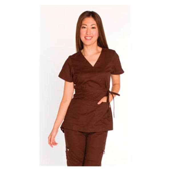 Scrub Shirt 2 Pockets Short Sleeves 3X Large Espresso Womens Ea