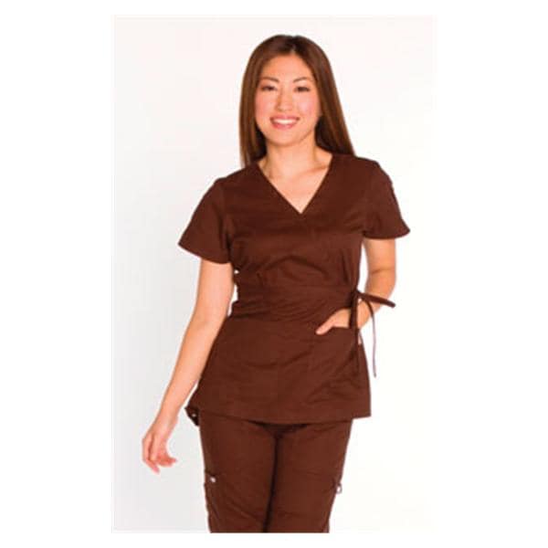 Scrub Shirt 2 Pockets Short Sleeves X-Small Espresso Womens Ea