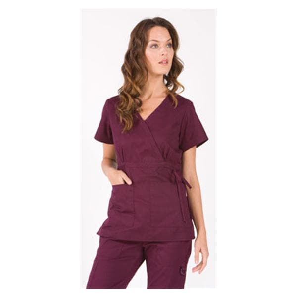 Scrub Shirt 2 Pockets Short Sleeves 3X Large Merlot Womens Ea