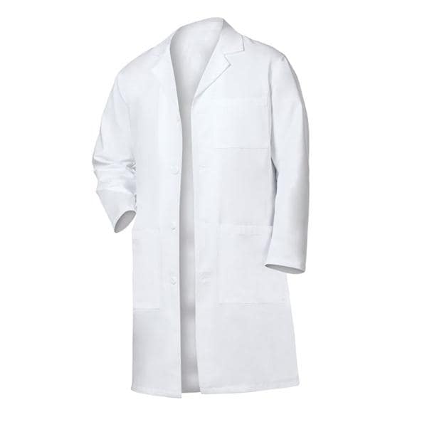 Lab Coat 3 Pockets Long Sleeves 41 in Large White Unisex Ea