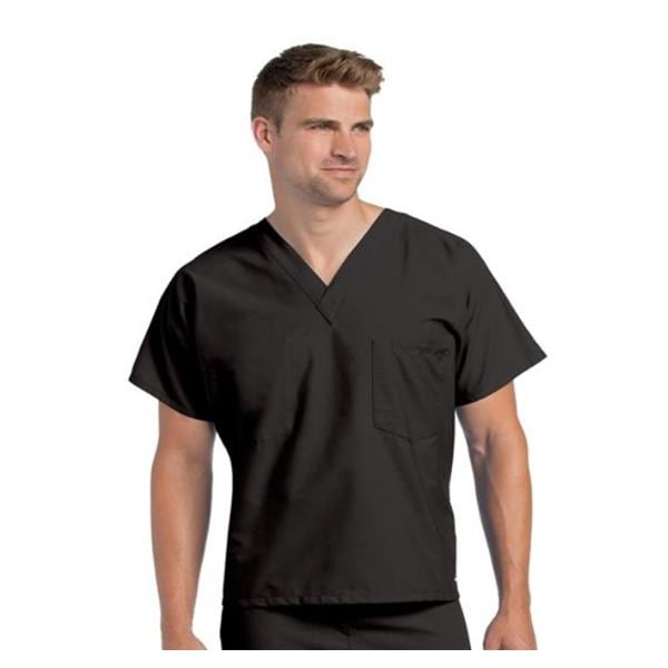 Scrub Shirt V-Neck 1 Pocket Short Sleeves X-Large Black Unisex Ea