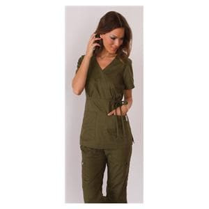 Scrub Shirt 2 Pockets Short Sleeves 3X Large Olive Womens Ea