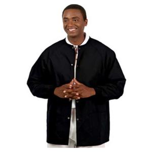 Fashion Poplin Warm-Up Jacket 2 Pockets Raglan Sleeves 2X Large Black Unisex Ea