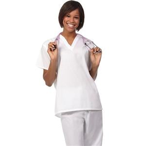 Scrub Shirt V-Neck 1 Pocket Set-In Short Sleeves X-Large White Unisex Ea