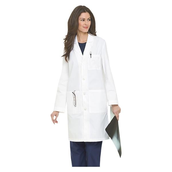 Lab Coat 3 Pockets Long Sleeves 37 in Large White Unisex Ea