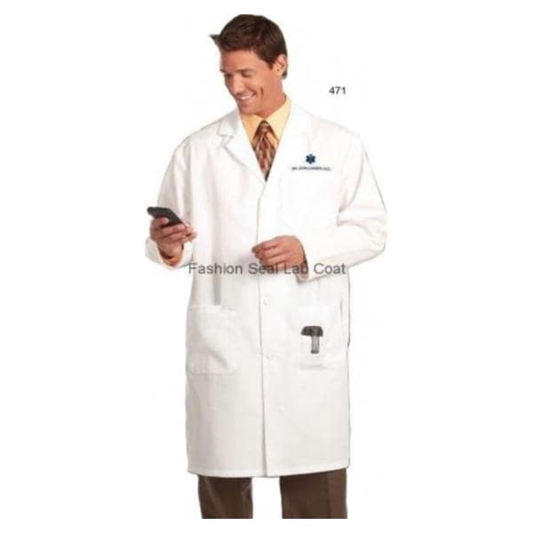 Lab Coat 3 Pockets Long Sleeves 41 in 2X Large White Mens Ea