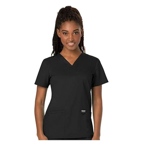 Cherokee Scrub Shirt V-Neck 3 Pockets Short Sleeves 2X Large Black Womens Ea