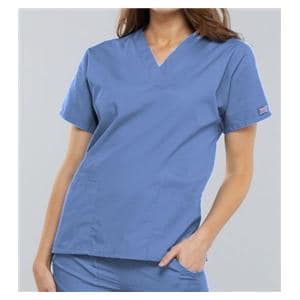 Cherokee Scrub Shirt V-Neck 3 Pockets Short Sleeves Large Ceil Blue Womens Ea