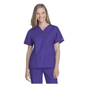 Cherokee Scrub Shirt V-Neck 3 Pockets Short Sleeves Large Grape Womens Ea