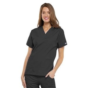 Cherokee Scrub Shirt V-Neck 3 Pockets Short Sleeves Small Pewter Womens Ea