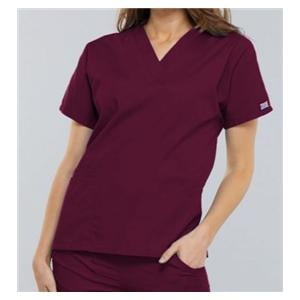 Cherokee Scrub Shirt V-Neck 3 Pockets Short Sleeves Large Wine Womens Ea