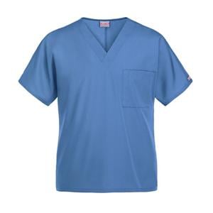 Cherokee Scrub Shirt V-Neck 1 Pocket Short Sleeves Medium Ceil Blue Unisex Ea