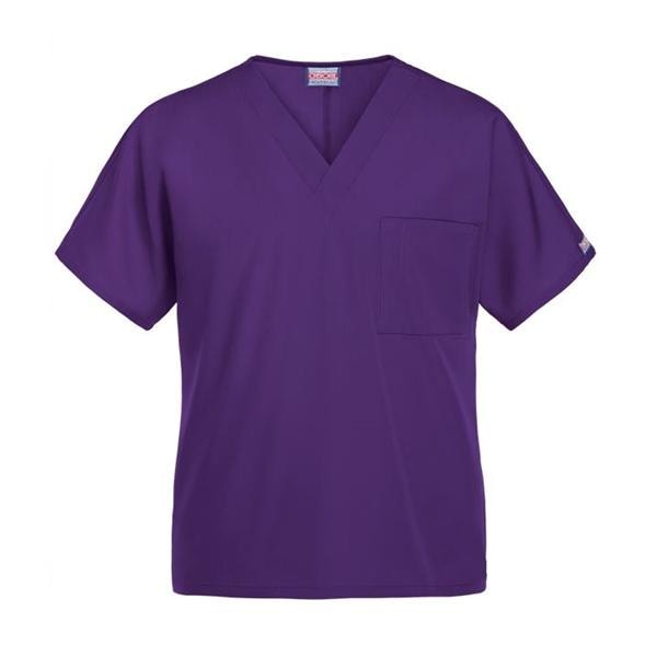 Cherokee Scrub Shirt V-Neck 1 Pocket Short Sleeves Large Grape Unisex Ea