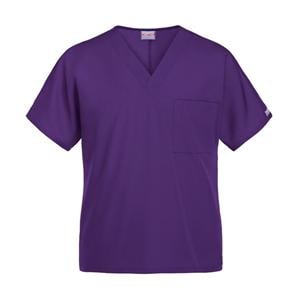 Cherokee Scrub Shirt V-Neck 1 Pocket Short Sleeves 2X Large Grape Unisex Ea