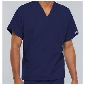 Cherokee Scrub Shirt V-Neck 1 Pocket Short Sleeves Large Navy Unisex Ea