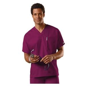 Cherokee Scrub Shirt V-Neck 1 Pocket Short Sleeves 5X Large Wine Unisex Ea