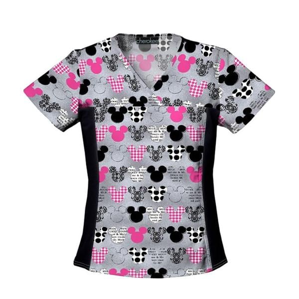 Tooniforms Scrub Top V-Neck 2 Pockets Large Mickey Womens Ea