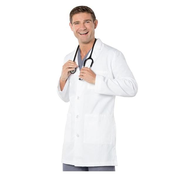 Lab Coat 3 Pockets Long Sleeves 37 in White Mens Ea