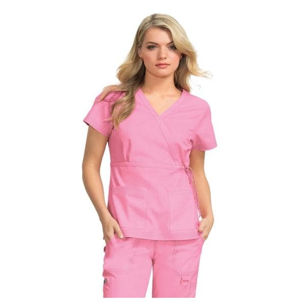 Scrub Shirt 2 Pockets Short Sleeves 3X Large Pink Womens Ea