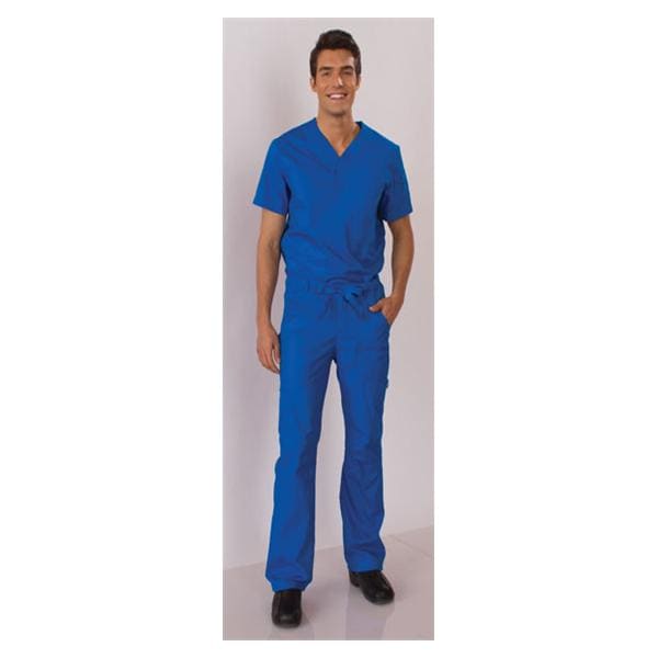 Scrub Shirt Poly/Ctn V-Neck 4 Pockets X-Large Royal Blue Mens Ea