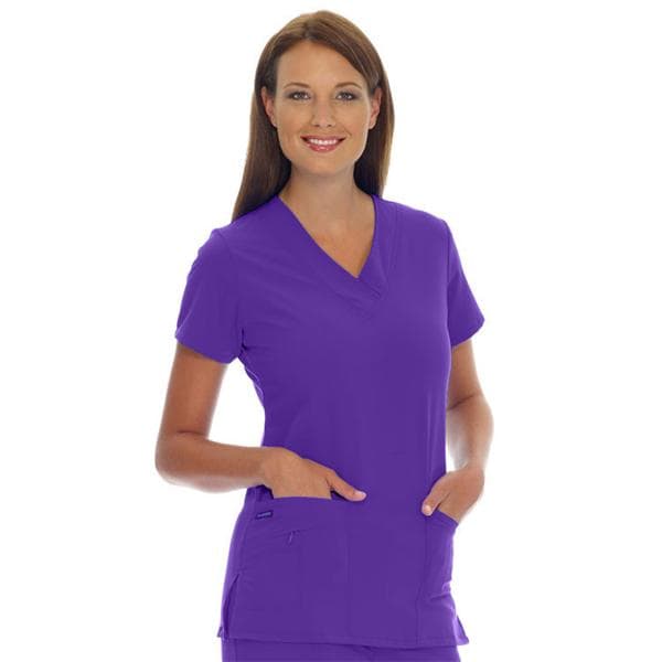 Jockey Scrub Shirt V-Neck 3 Pockets Short Sleeves X-Small Purple Womens Ea