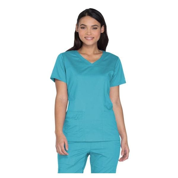 Cherokee Scrub Shirt V-Neck 3 Pockets Short Sleeves X-Large Turquoise Womens Ea