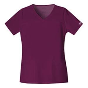 Cherokee Scrub Shirt V-Neck 3 Pockets Short Sleeves 2X Large Wine Womens Ea