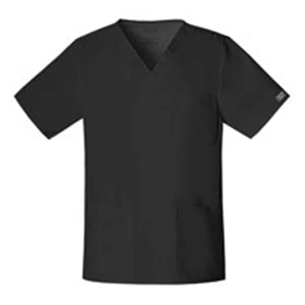 Cherokee Scrub Shirt Poly/Ctn/Spndx V-Nck 4 Pkts Shrt Slvs Small Blk Unisex Ea