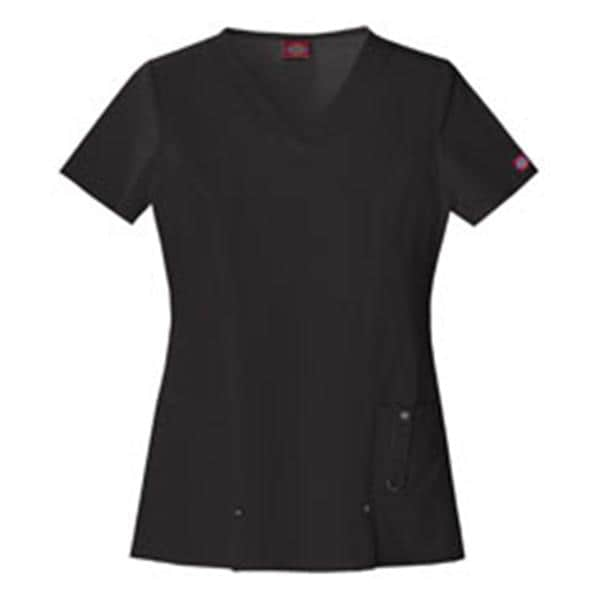 Dickies Scrub Shirt V-Neck 3 Pockets Short Sleeves Medium Black Womens Ea