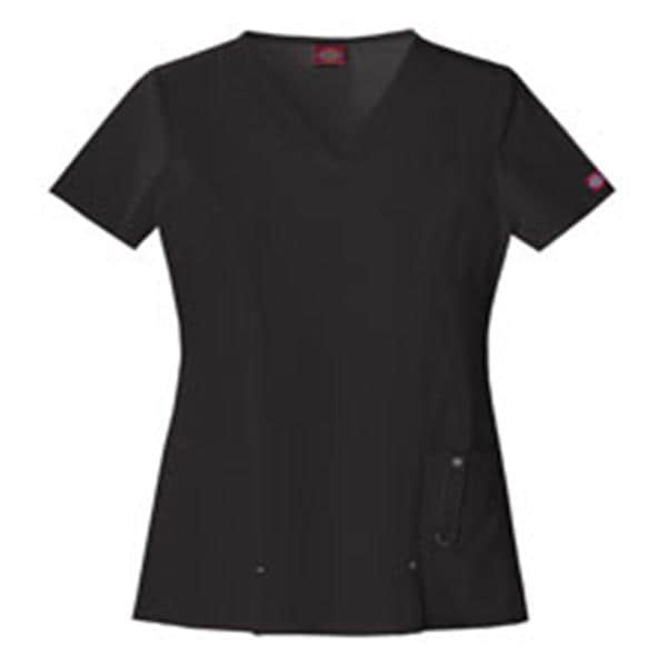 Dickies Scrub Shirt V-Neck 3 Pockets Short Sleeves X-Small Black Womens Ea