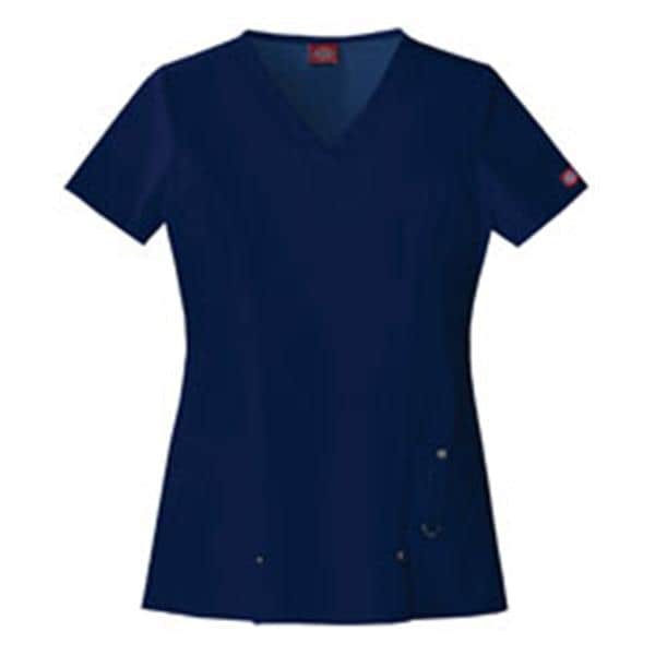 Dickies Scrub Shirt V-Neck 3 Pockets Short Sleeves X-Large Navy Womens Ea