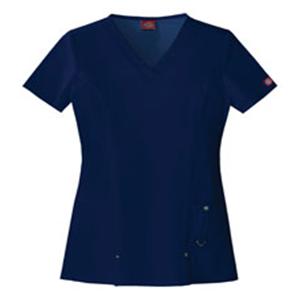 Dickies Scrub Shirt V-Neck 3 Pockets Short Sleeves X-Small Navy Womens Ea