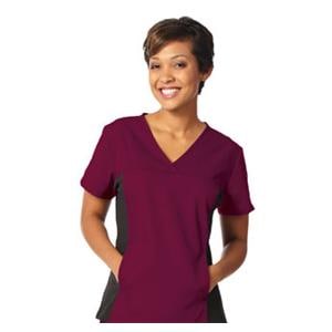 Fashion Seal Scrub Shirt 2 Pockets Set-In Sleeves 4X Large Brgndy/Blk Womens Ea