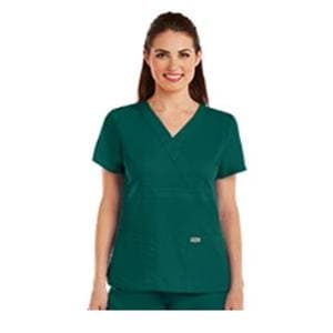 Scrub Top Mock Wrap V-Neck 3 Pockets X-Small Hunter Womens Ea