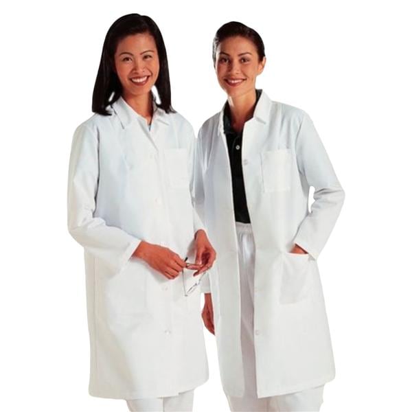 Lab Coat 4 Pockets Long Set-In Sleeves 39.5 in White Womens Ea